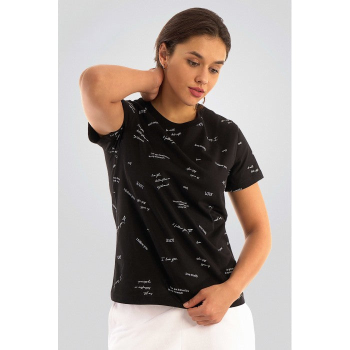 Черна тениска с надписи